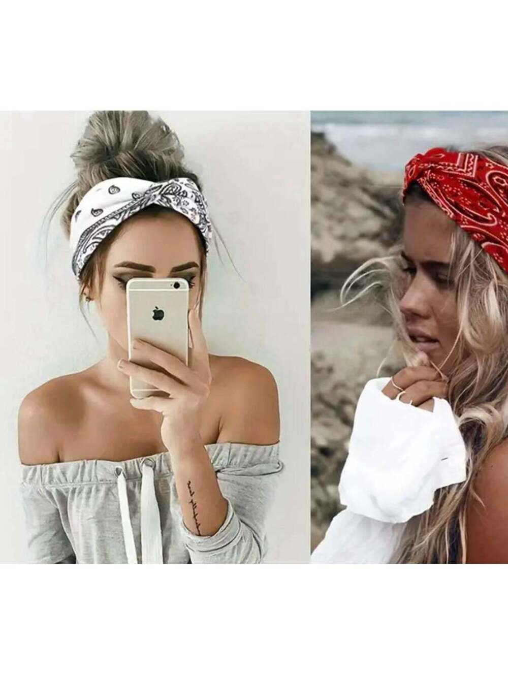 New - Thick Boho Chic Headband - Paisley Print White
